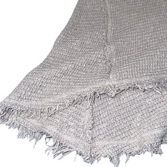 Kaisely Gray Cold-Shoulder Knit Sweater Tunic XS With Frayed Hem - Picture 8 of 11